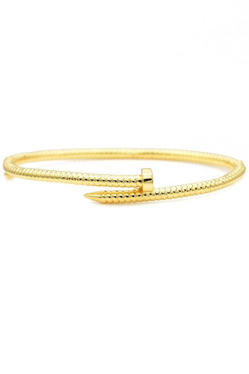 Gold Nail Bangle Bracelet